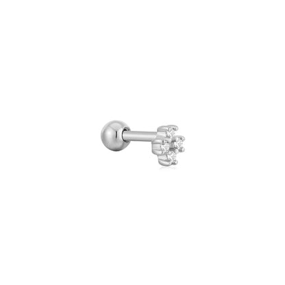 Silver Sparkle Cross Barbell Single Earring