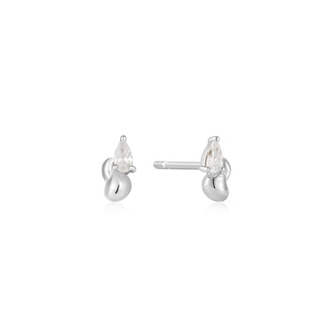 Silver Twisted Wave Stud Earrings