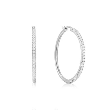 Silver Pavé Hoop Earrings