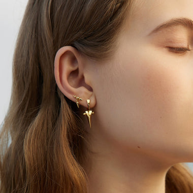 Gold Point Huggie Hoop Earrings