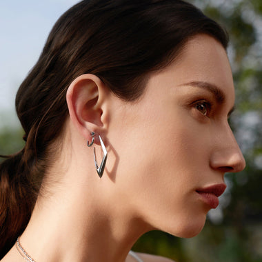 Silver Geometric Hoop Earrings