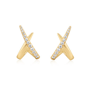 Gold Kiss Polished Pavé Studs