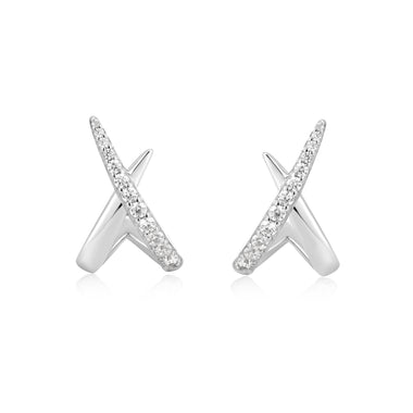 Silver Kiss Polished Pavé Studs