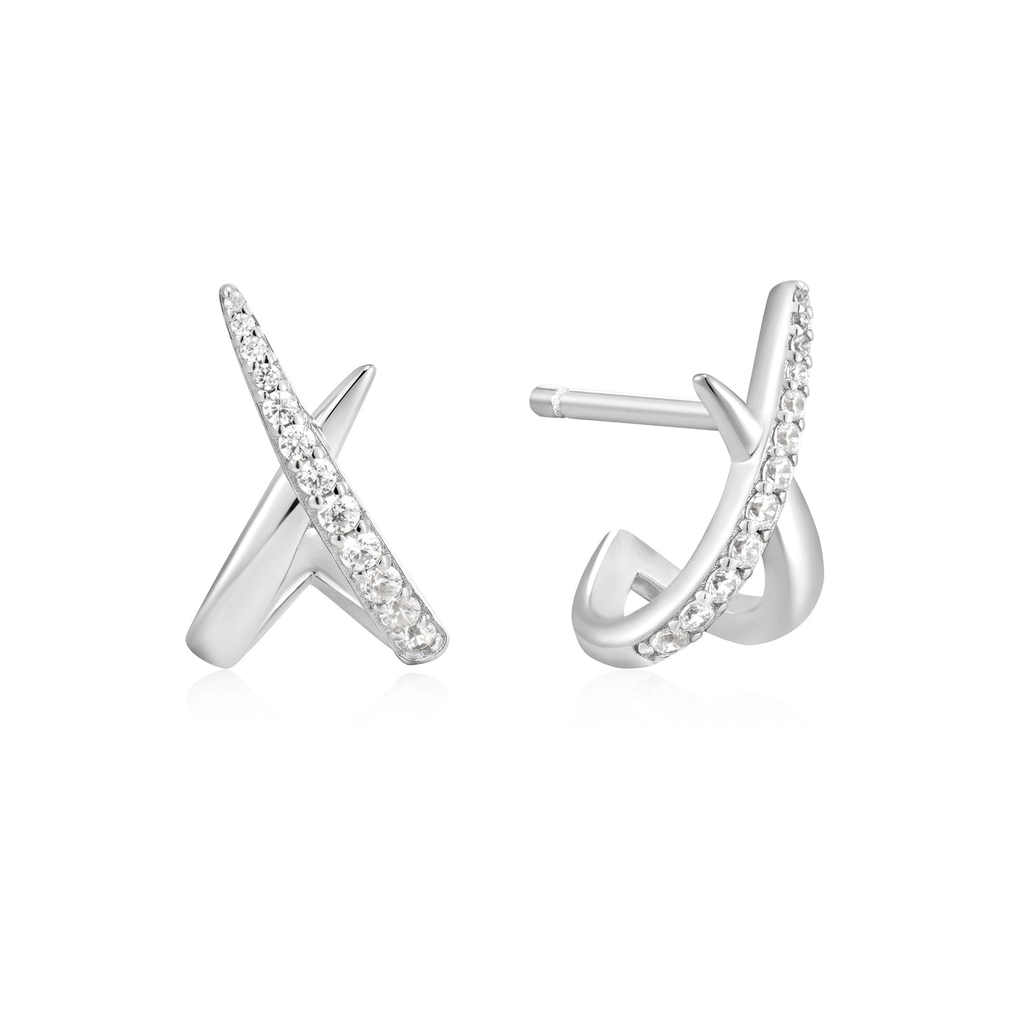 Silver Kiss Polished Pav¨¦ Studs