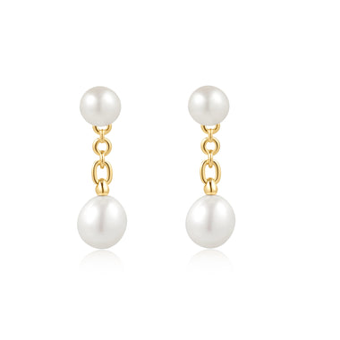 Gold Freshwater Pearl Stud Ear Jackets