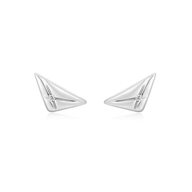 Silver Triangle Kiss Studs