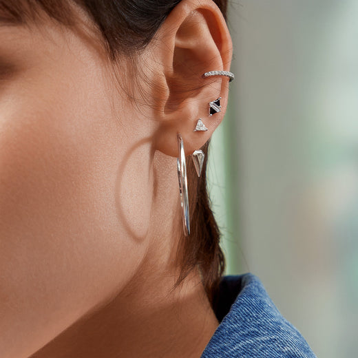 Silver Plain Oversized Hoops