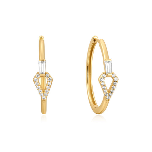 Gold Cubic Ziconia Geometric Hoops