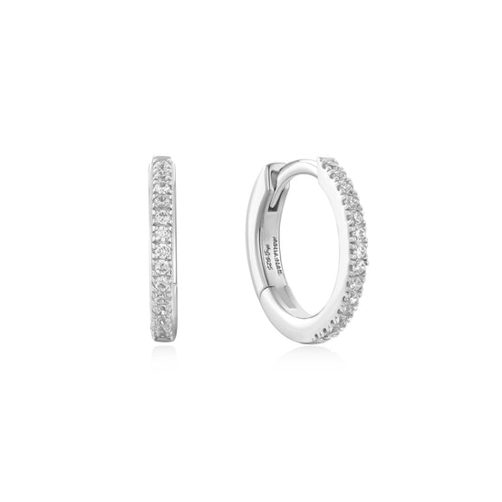 Silver Classic Pavé Huggies