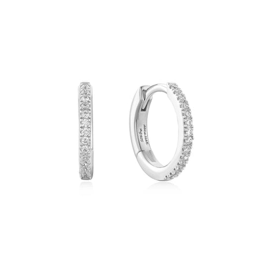 Silver Classic Pavé Huggies