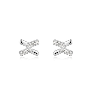 Silver Cross Cubic Zirconia Studs