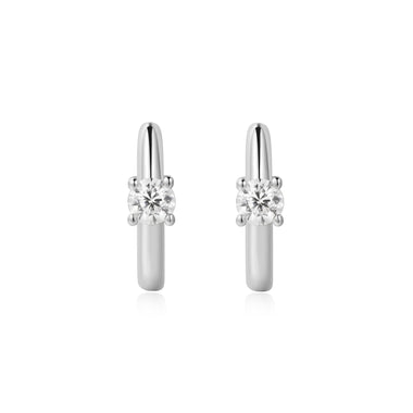 Silver Solitaire Cubic Zirconia Mini Huggies