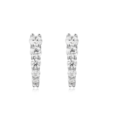 Silver Gradient Pavé Huggies