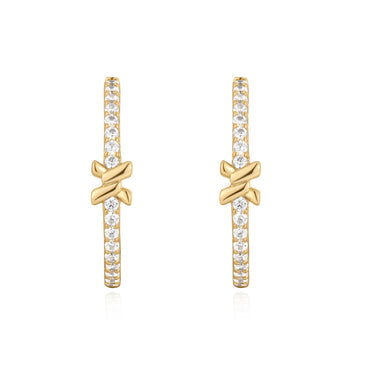 Gold Cross Hoops