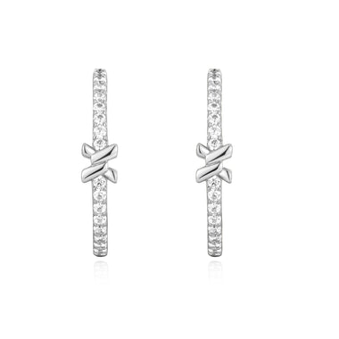 Silver Cross Hoops