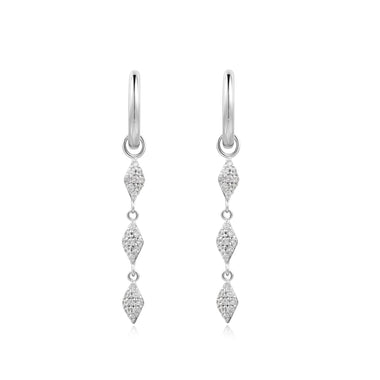 Silver Pavé Sparkle Drop Huggies