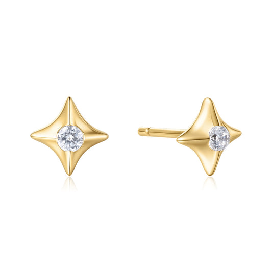 Gold Sparkling Star Stud Earrings