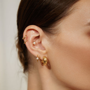 Gold Chubby Medium Huggie Hoop Earrings
