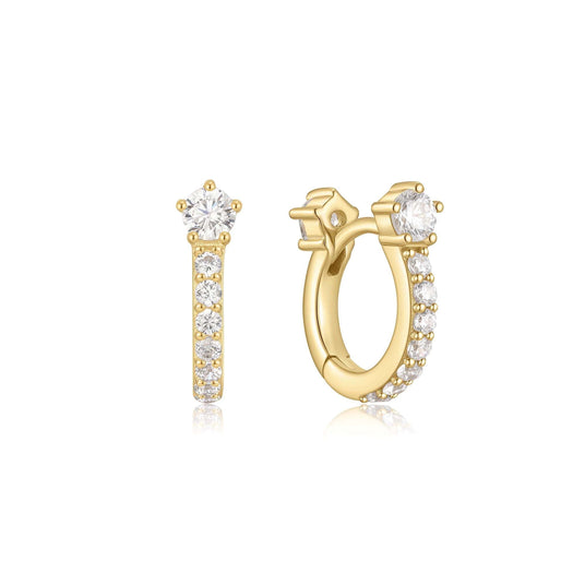 Gold Sparkling Pavé Huggie Hoop Earrings