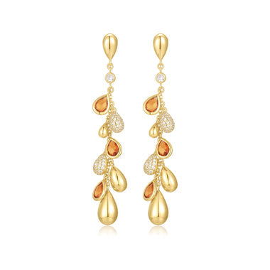 Gold Nano Gem Teardrop Cascade Earrings