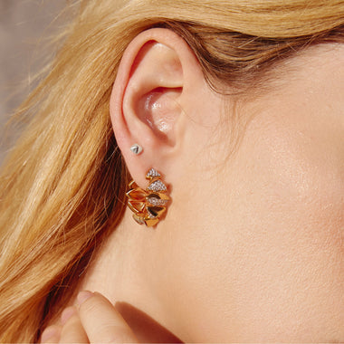 Silver Pyramid Glam Stud Earrings