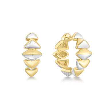 Two-Tone Sparkling Bold Puffy Spike Hoop Earrings