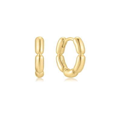 Gold Segmented Puffy Huggie Hoop Earrings