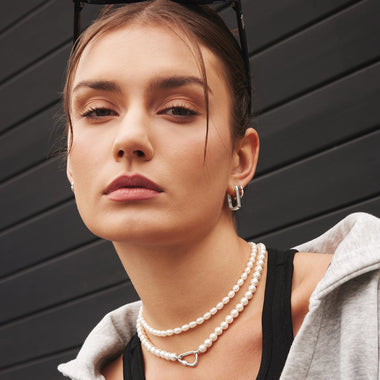 Silver Segmented Puffy Huggie Hoop Earrings