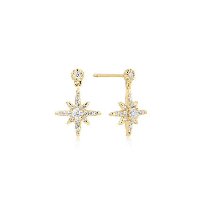 Gold Dangling Nova Star Stud Earrings