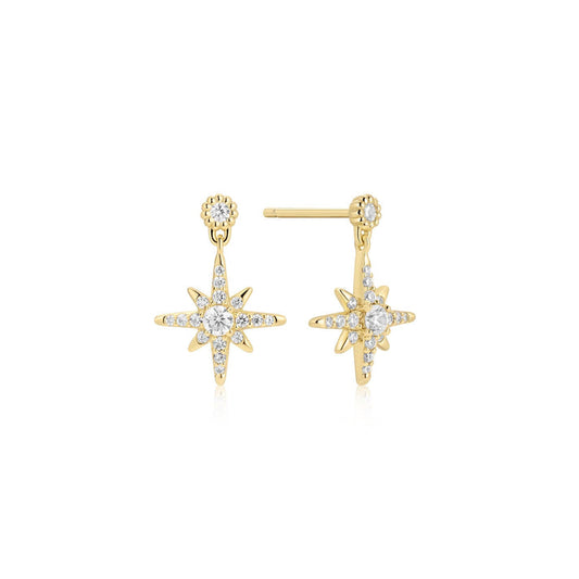 Gold Dangling Nova Star Stud Earrings
