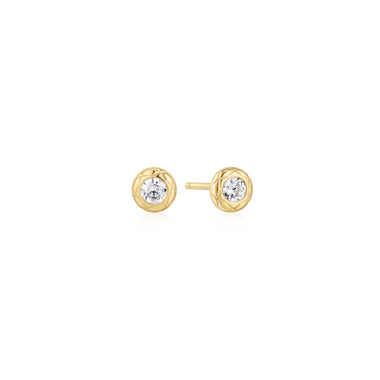 Gold Textured Bezel-Set Stud Earrings