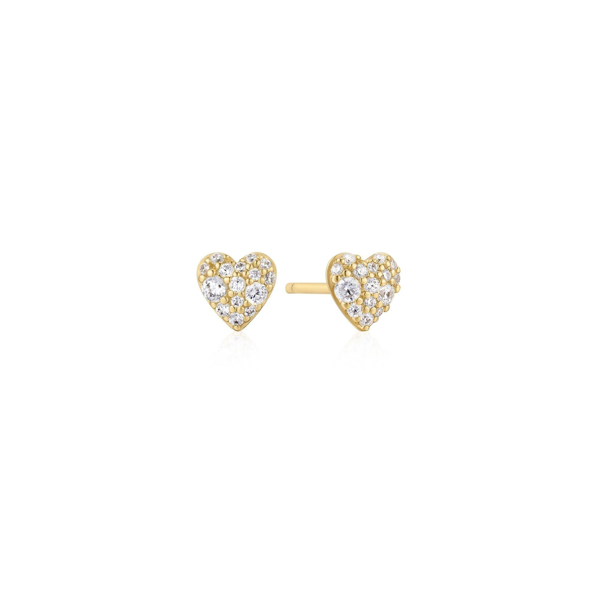 Gold Pav¨¦ Heart Stud Earrings