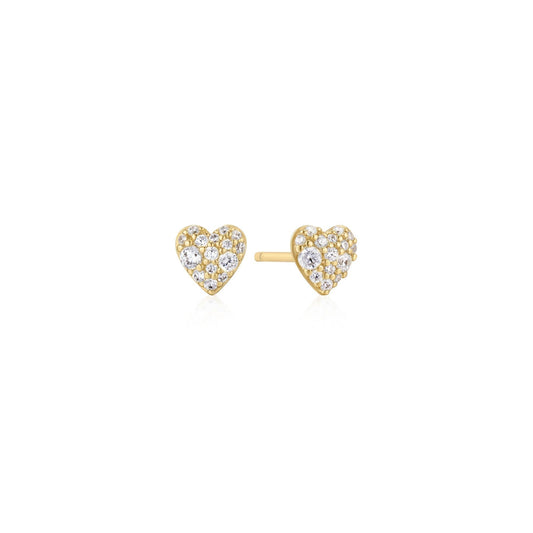 Gold Pav¨¦ Heart Stud Earrings