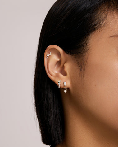 Silver Zig-Zag Shell Pearl Stud Earrings