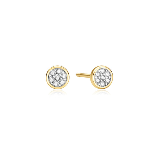Gold Small Pav¨¦ Disc Stud Earrings