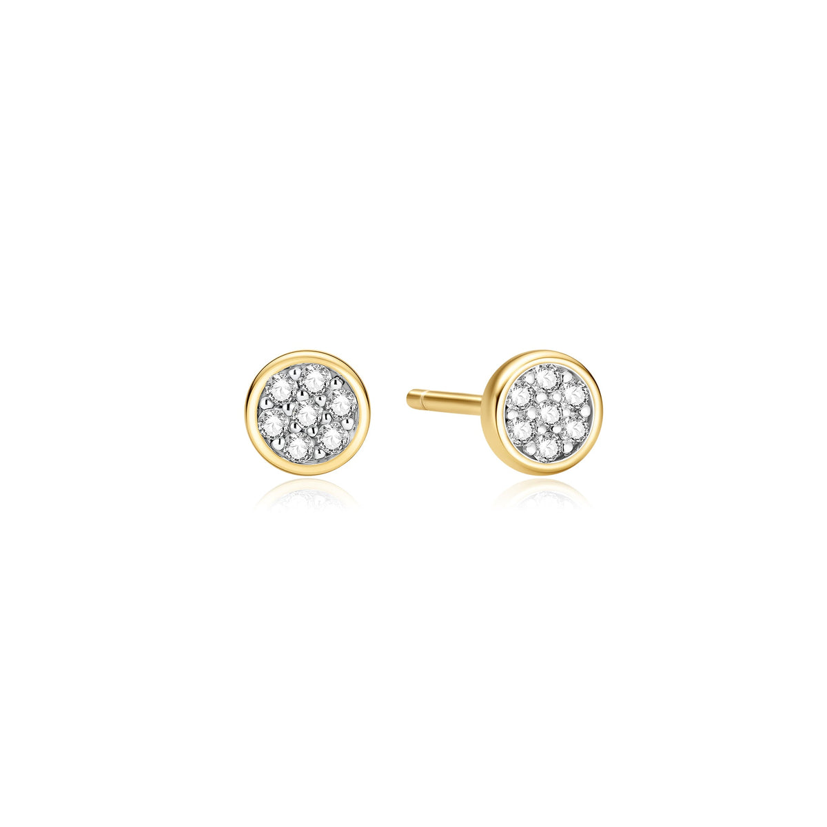 Gold Small Pav¨¦ Disc Stud Earrings