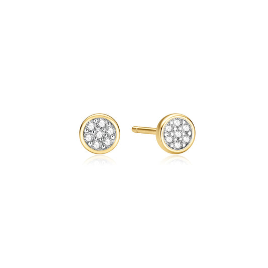 Gold Small Pav¨¦ Disc Stud Earrings
