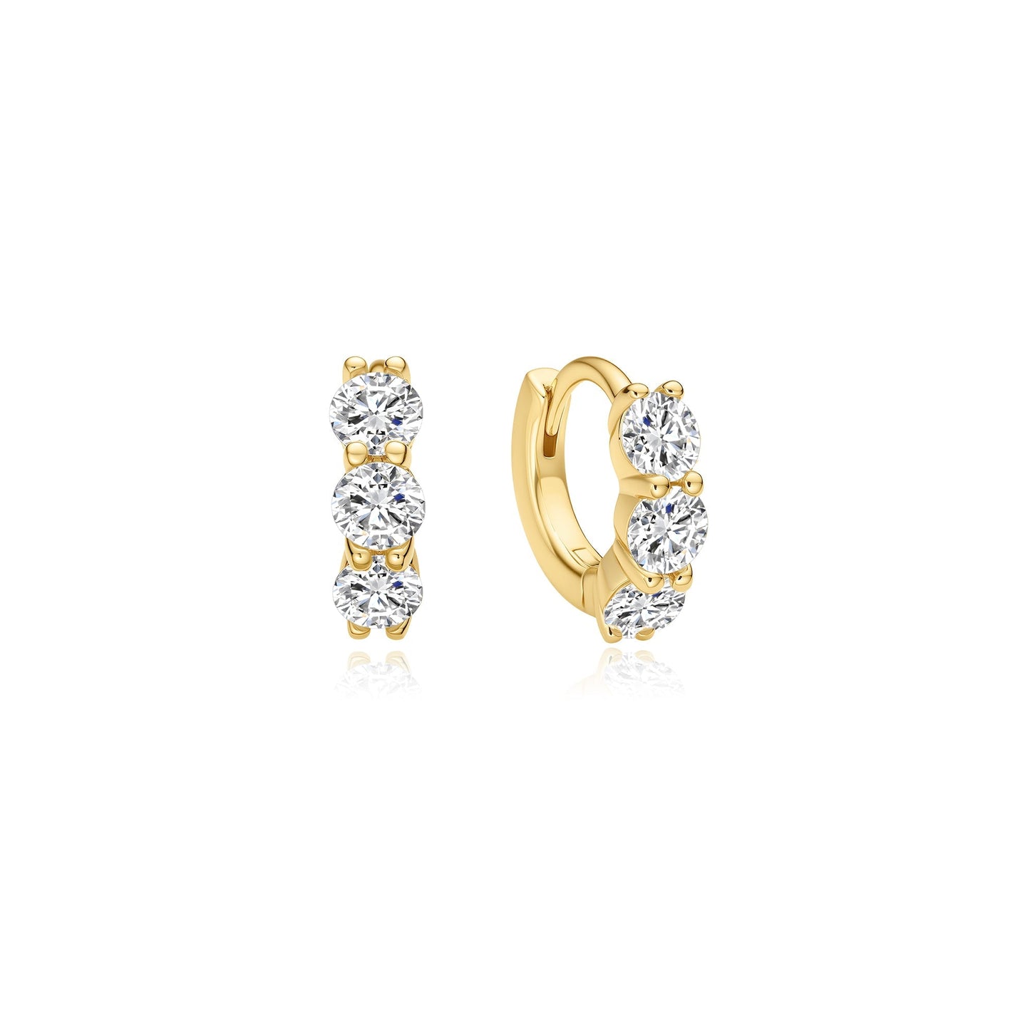 Gold Trio Sparkle Huggie Hoop Earrings