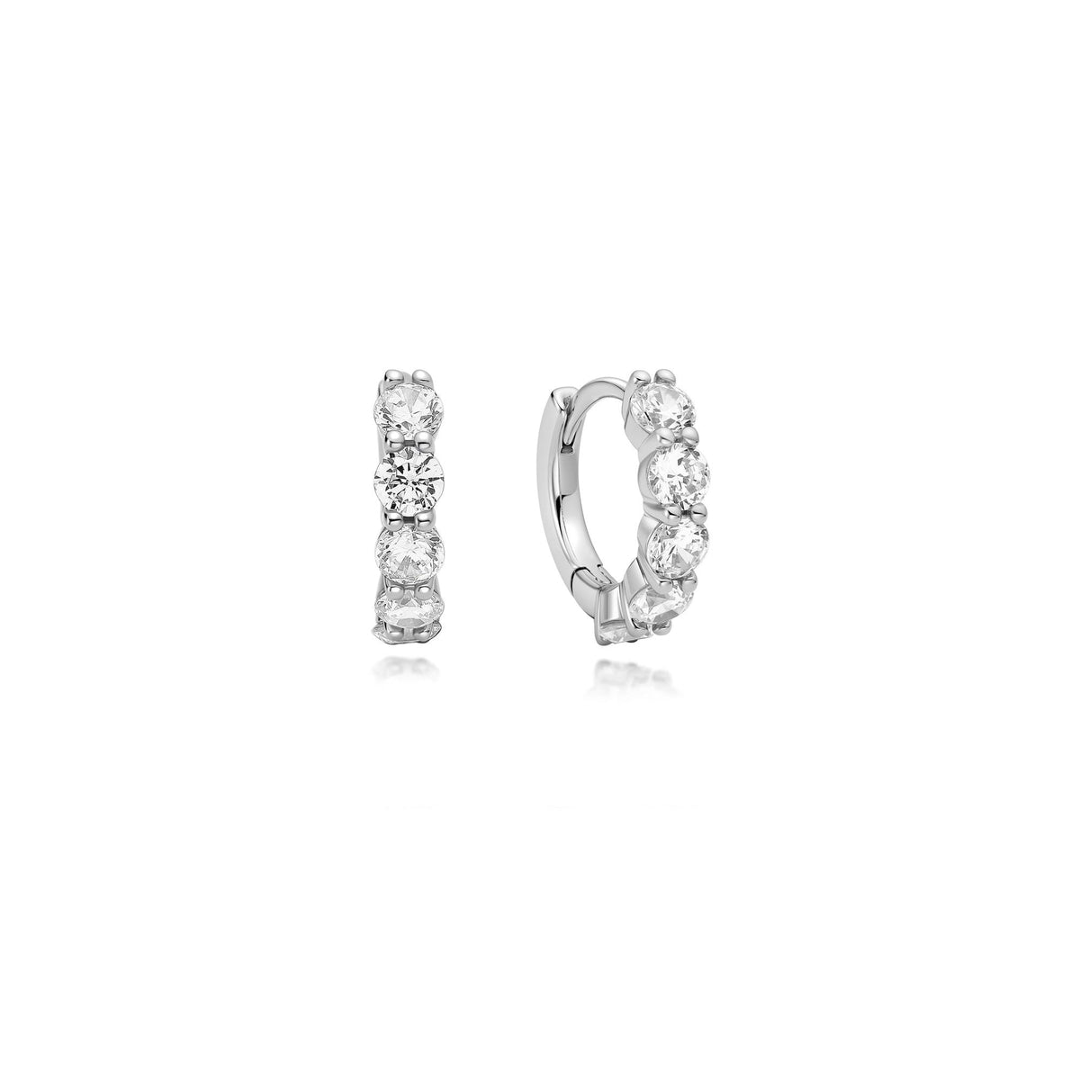 Silver Quintet Sparkle Huggie Hoop Earrings