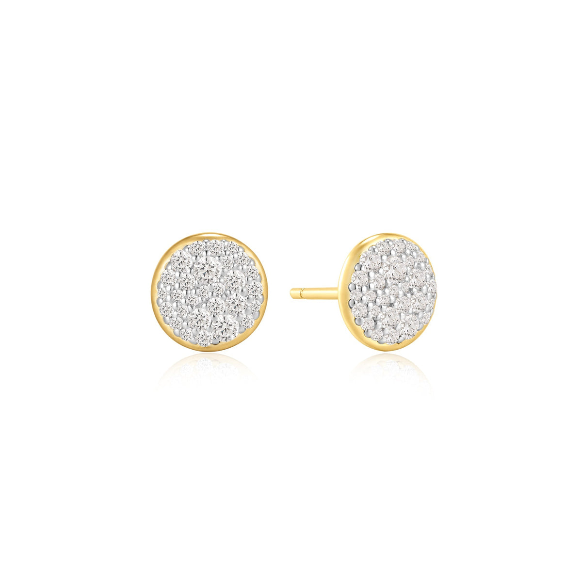 Gold Pav¨¦ Disc Stud Earrings