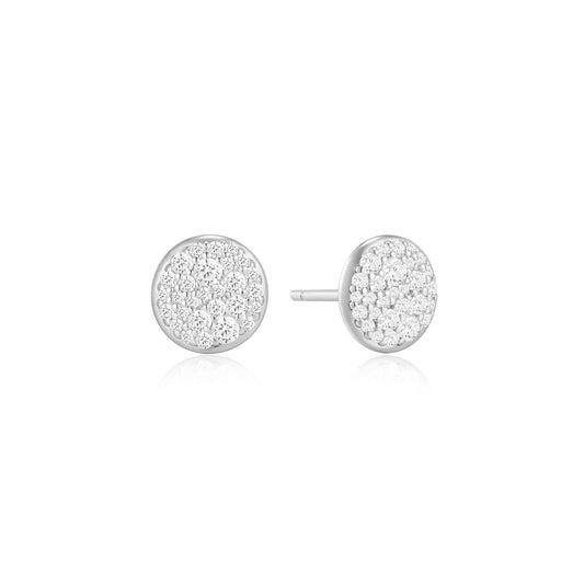 Silver Pav¨¦ Disc Stud Earrings