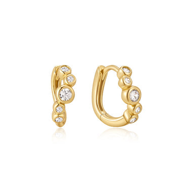 Gold Small Sparkling Tide Huggie Hoop Earrings