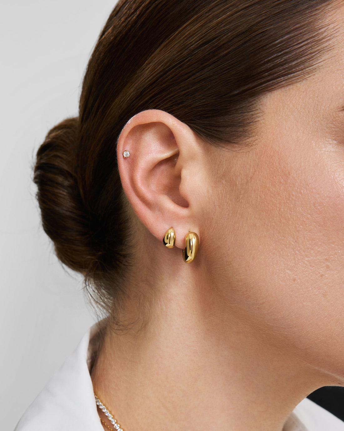 Gold Five-Prong Sparkle Barbell Earring