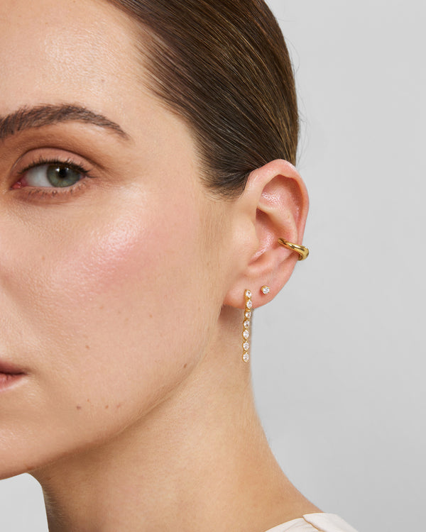 Gold Mini Five-Prong Sparkle Stud Earrings