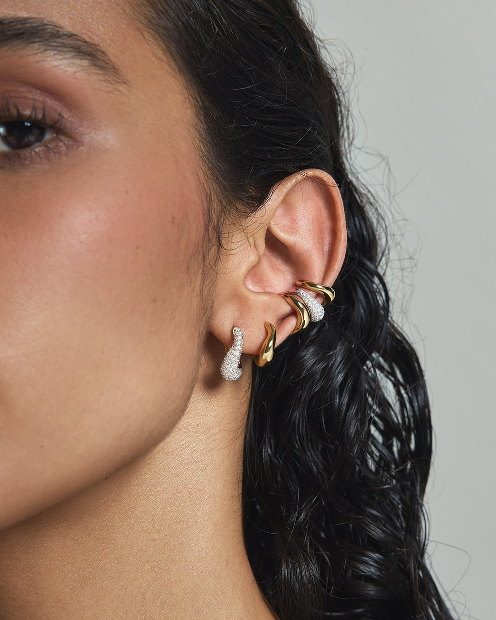 Gold Wave Huggie Hoop Earrings