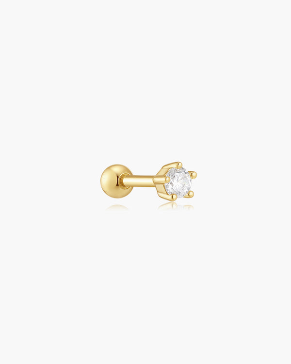 Gold Five-Prong Sparkle Barbell Earring