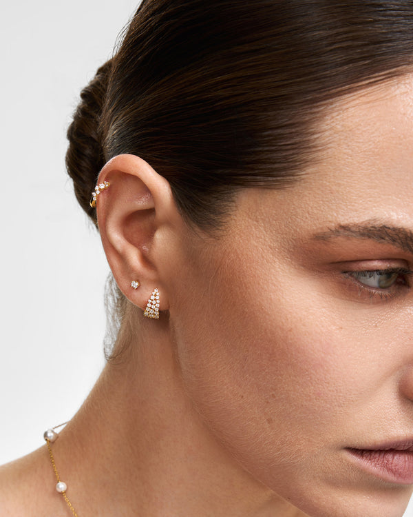 Gold Mini Five-Prong Sparkle Stud Earrings