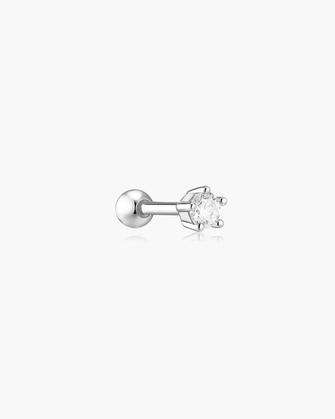 Silver Five-Prong Sparkle Barbell Earring