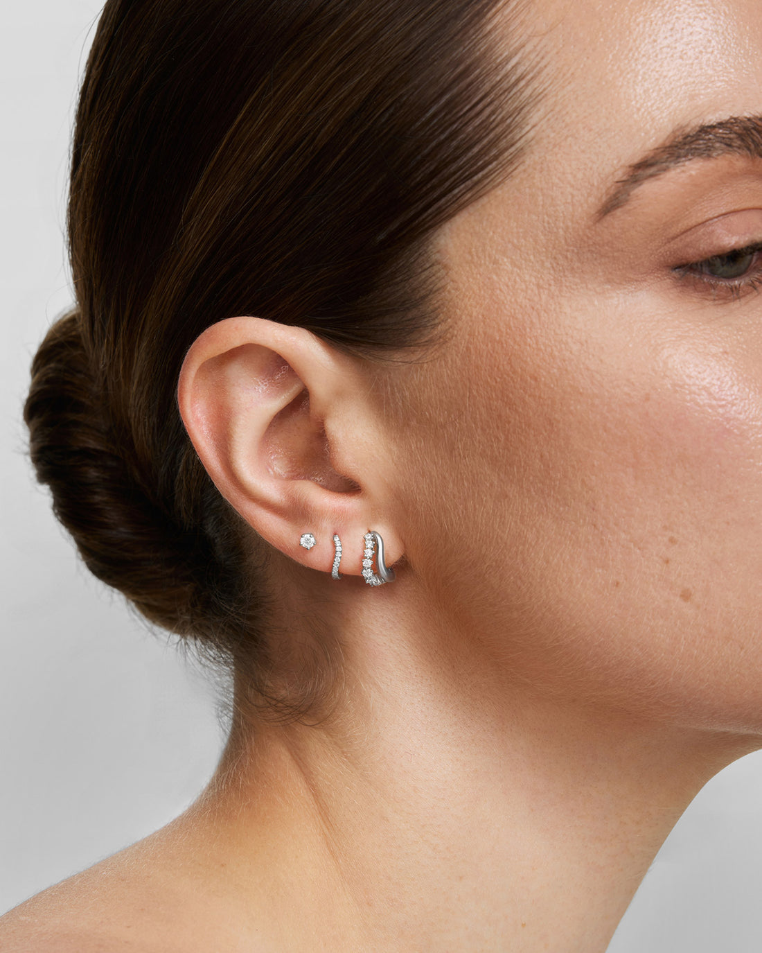 Silver Mini Five-Prong Sparkle Stud Earrings
