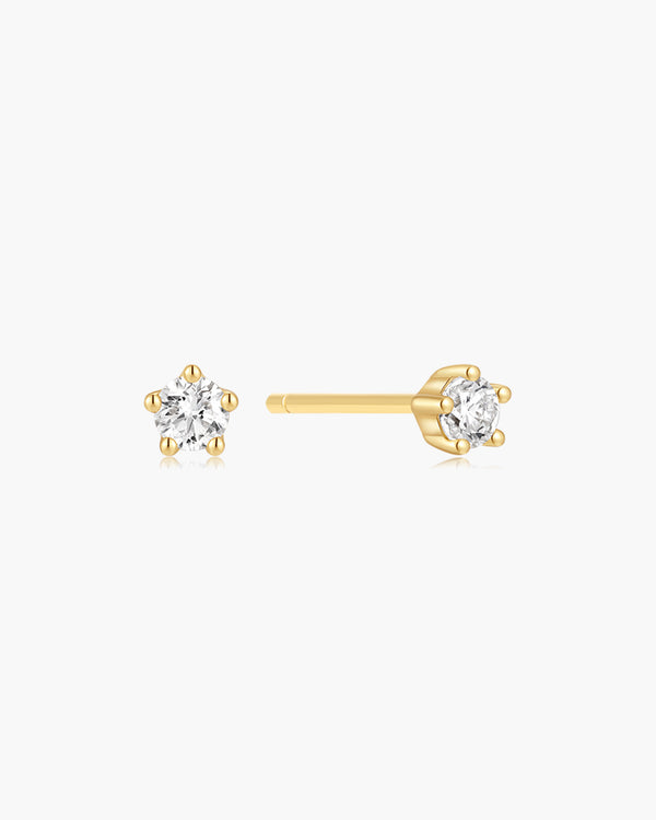 Gold Mini Five-Prong Sparkle Stud Earrings